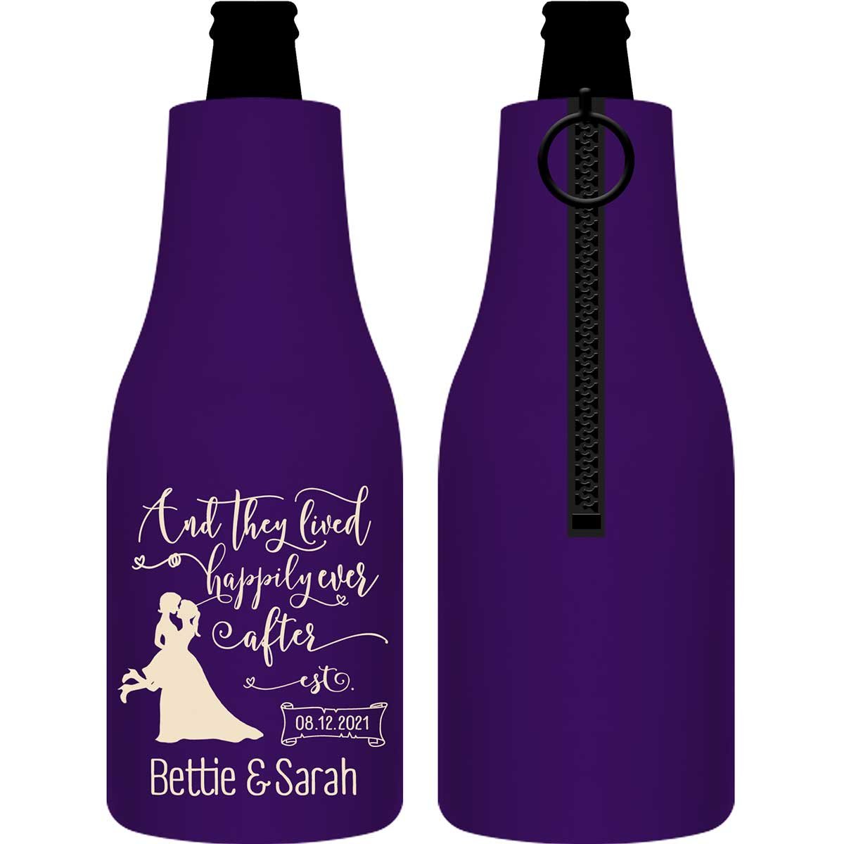 And They Lived Happily Ever After 2B Foldable Zippered Bottle Koozies Wedding Gifts for Guests