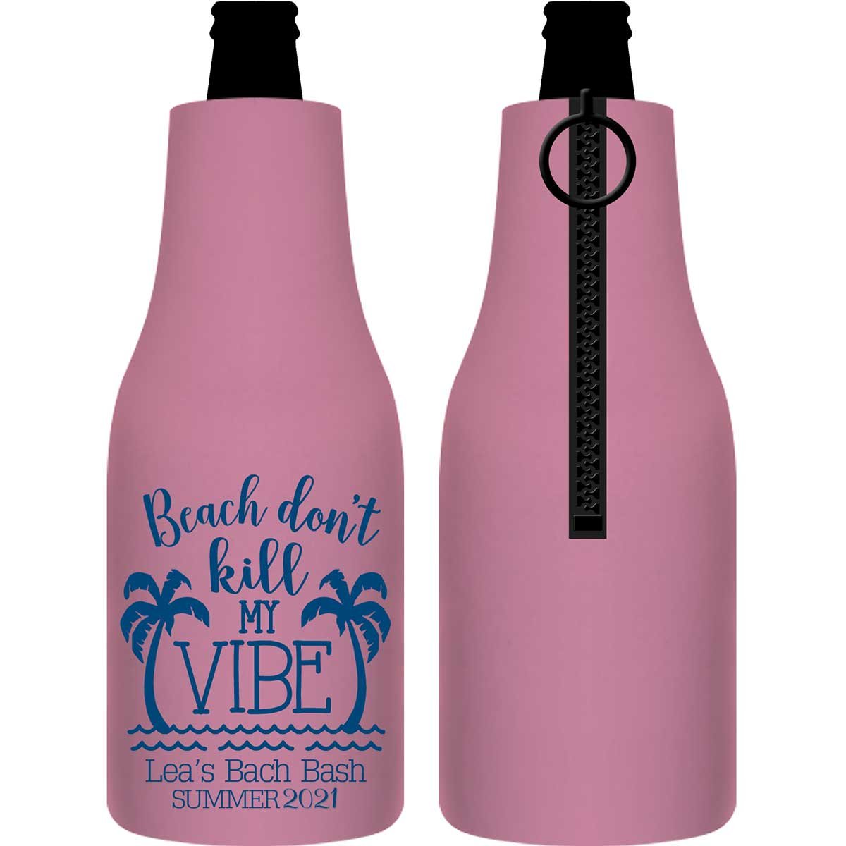 Beach Don't Kill My Vibe Bachelorette 1A Foldable Zippered Bottle Koozies Bachelorette Party Gifts for Guests