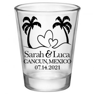 Beach Love 1A Standard 1.75oz Clear Shot Glasses Summer Wedding Gifts for Guests