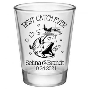 Best Catch Ever 2A Nautical Standard 1.75oz Clear Shot Glasses Maritime Wedding Gifts for Guests