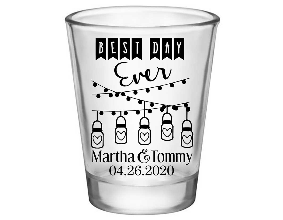 Best Day Ever 1A Mason Jars Standard 1.75oz Clear Shot Glasses Rustic Wedding Gifts for Guests