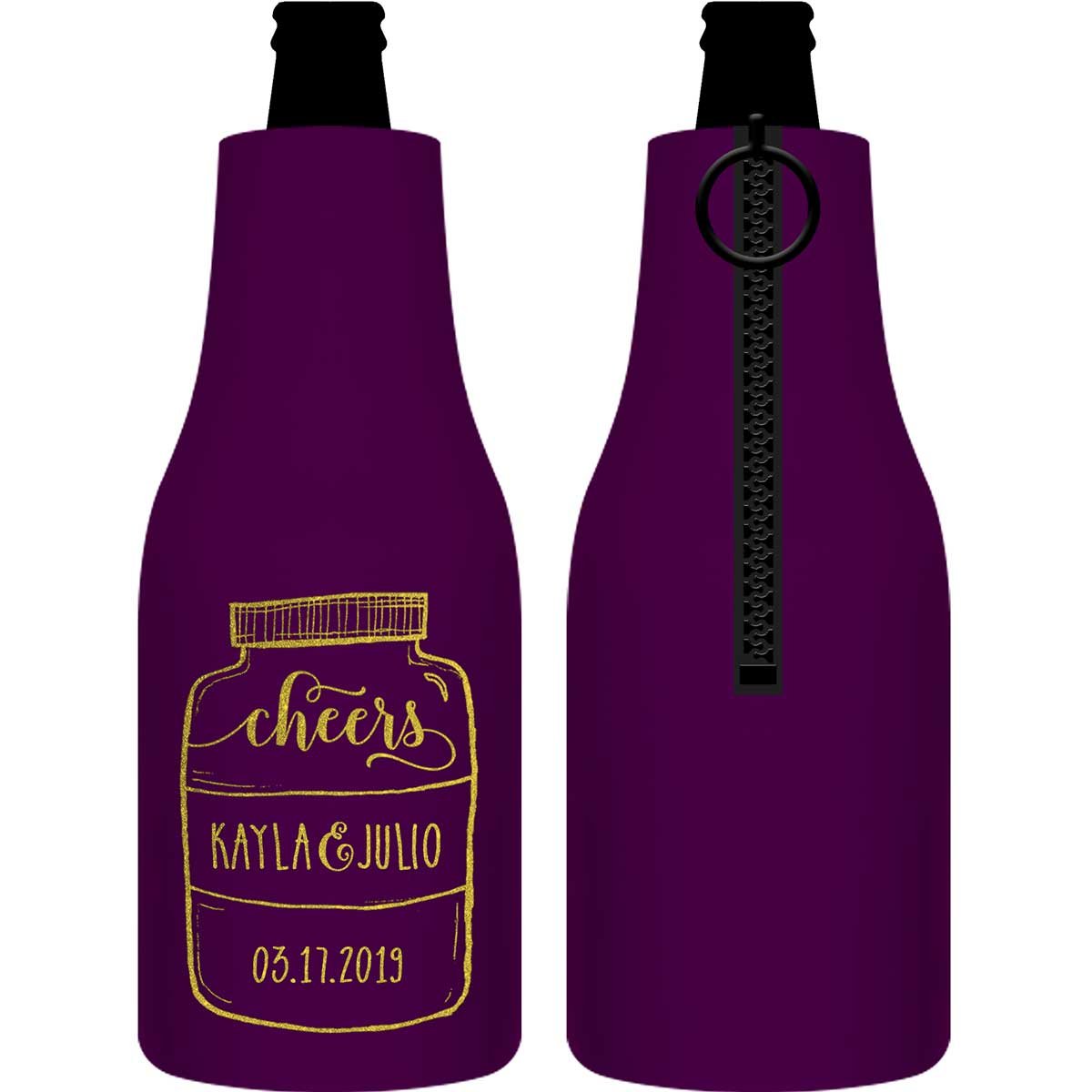 Cheers 3A Mason Jar Foldable Zippered Bottle Koozies Wedding Gifts for Guests
