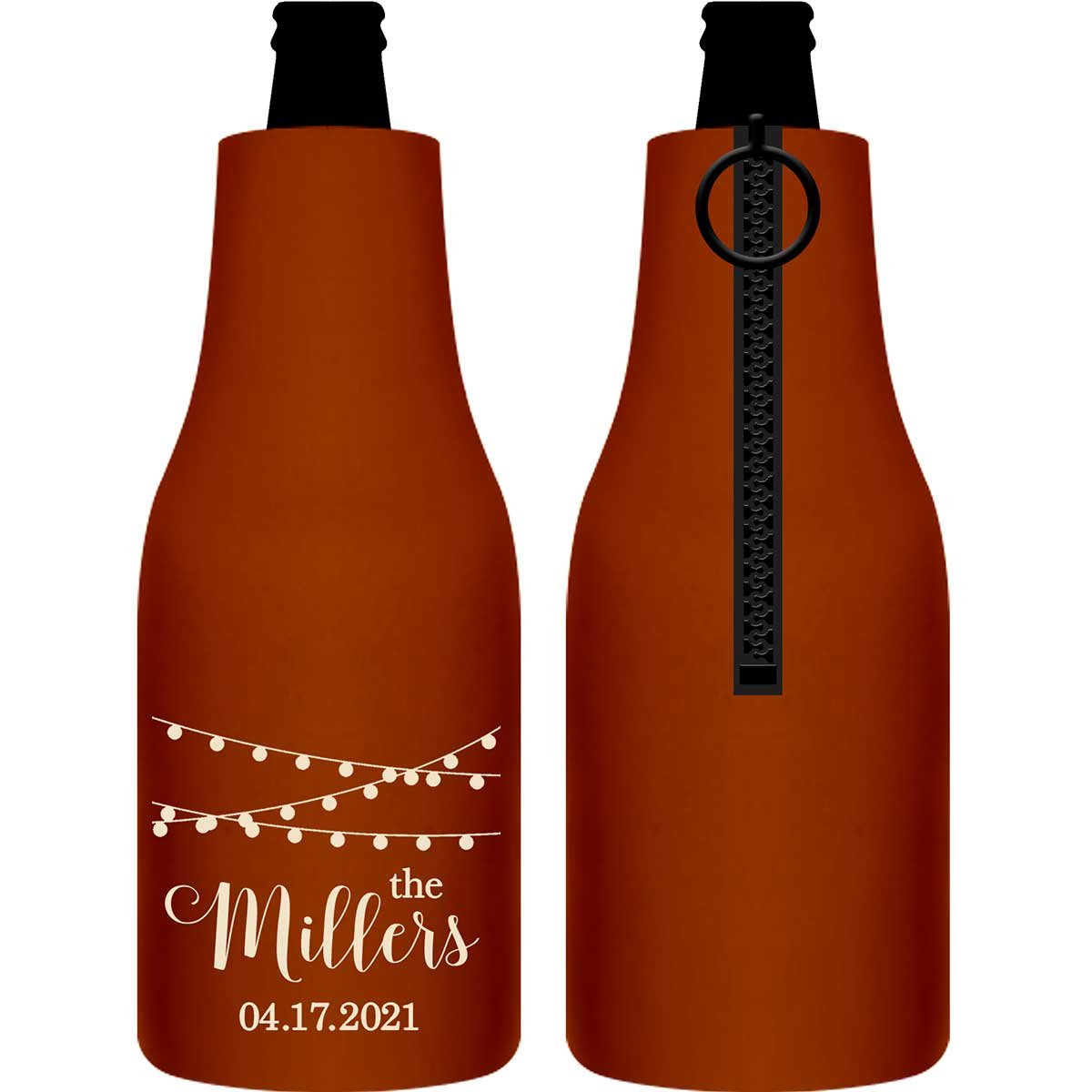 Classic Wedding Design 9A Foldable Zippered Bottle Koozies Wedding Gifts for Guests