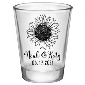 Country Sunflower 1B Standard 1.75oz Clear Shot Glasses Rustic Wedding Gifts for Guests