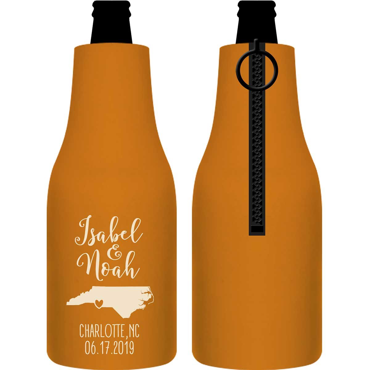 Custom Map 1A Foldable Zippered Bottle Koozies Wedding Gifts for Guests
