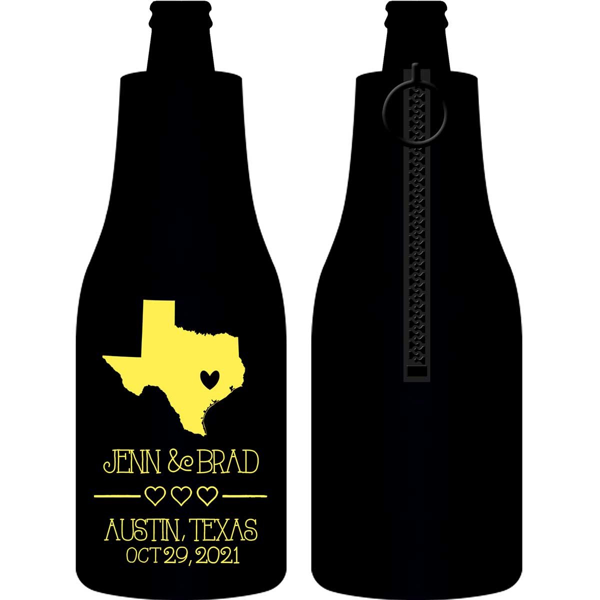 Custom Map 2A Foldable Zippered Bottle Koozies Wedding Gifts for Guests