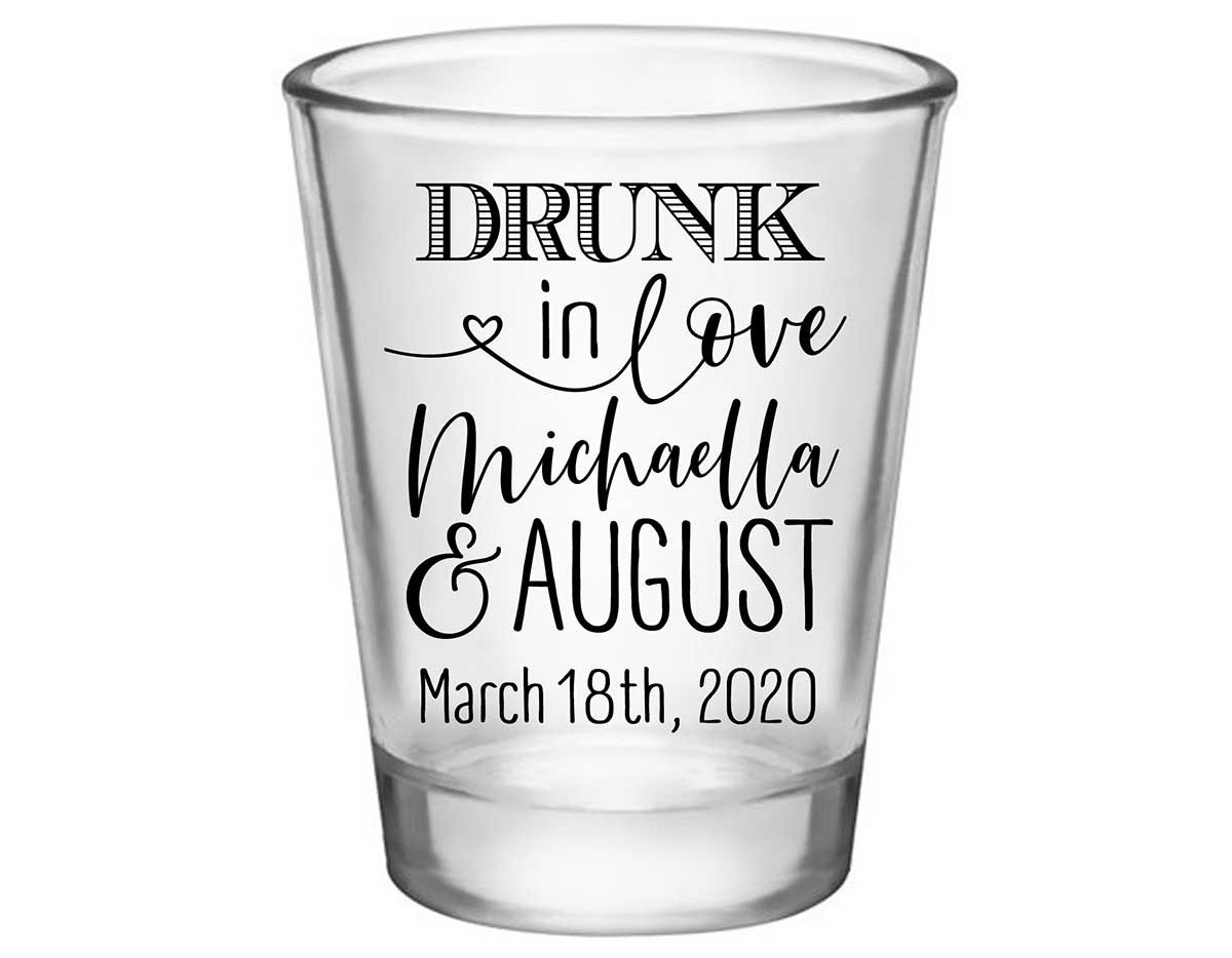 Drunk In Love 1A Standard 1.75oz Clear Shot Glasses Funny Wedding Gifts for Guests