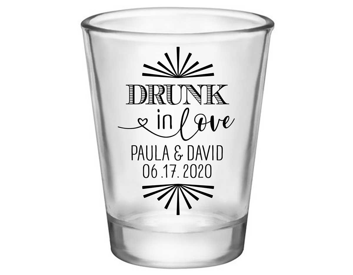 Drunk In Love 1C Standard 1.75oz Clear Shot Glasses Funny Wedding Gifts for Guests