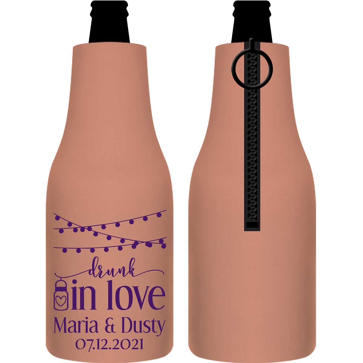 Drunk In Love 2A Mason Jars Foldable Zippered Bottle Koozies Wedding Gifts for Guests