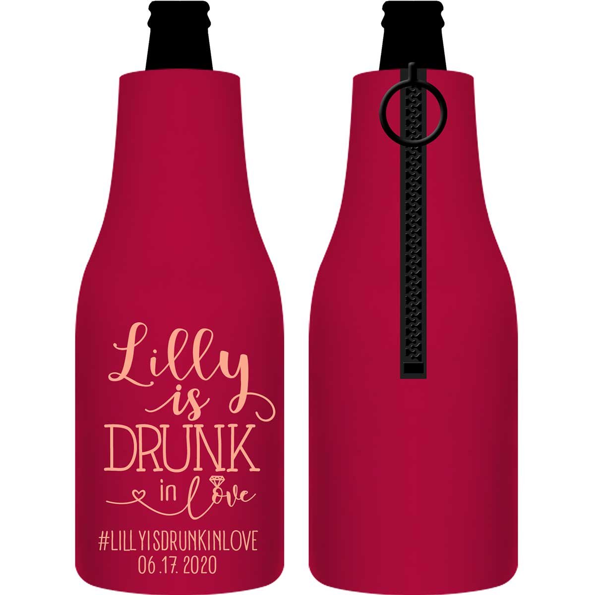 Drunk In Love Bachelorette 1A Foldable Zippered Bottle Koozies Bachelorette Party Gifts for Guests