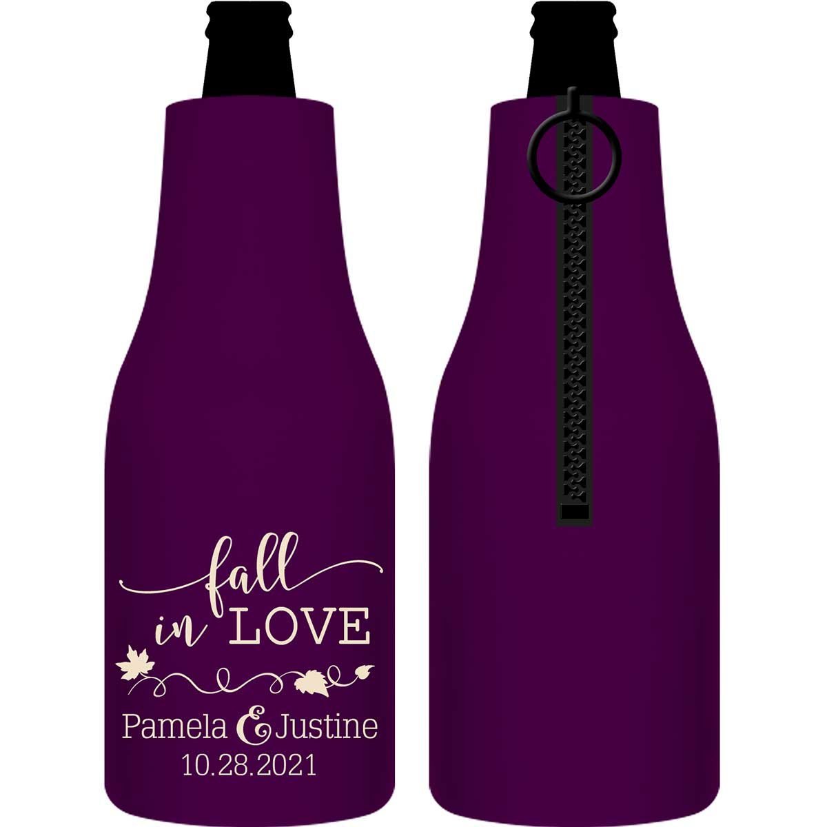 Fall In Love 1A Foldable Zippered Bottle Koozies Wedding Gifts for Guests