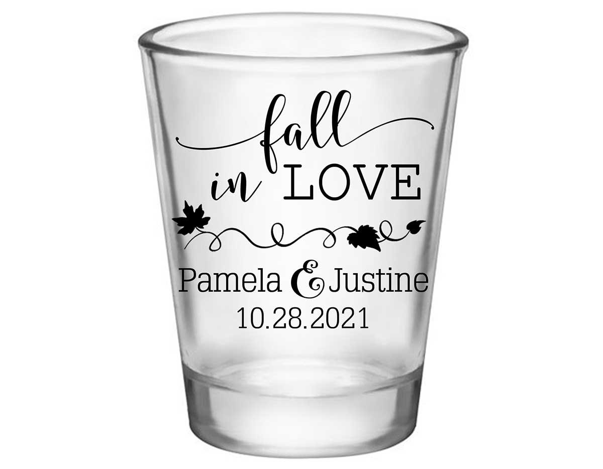 Fall In Love 1A Standard 1.75oz Clear Shot Glasses Autumn Wedding Gifts for Guests