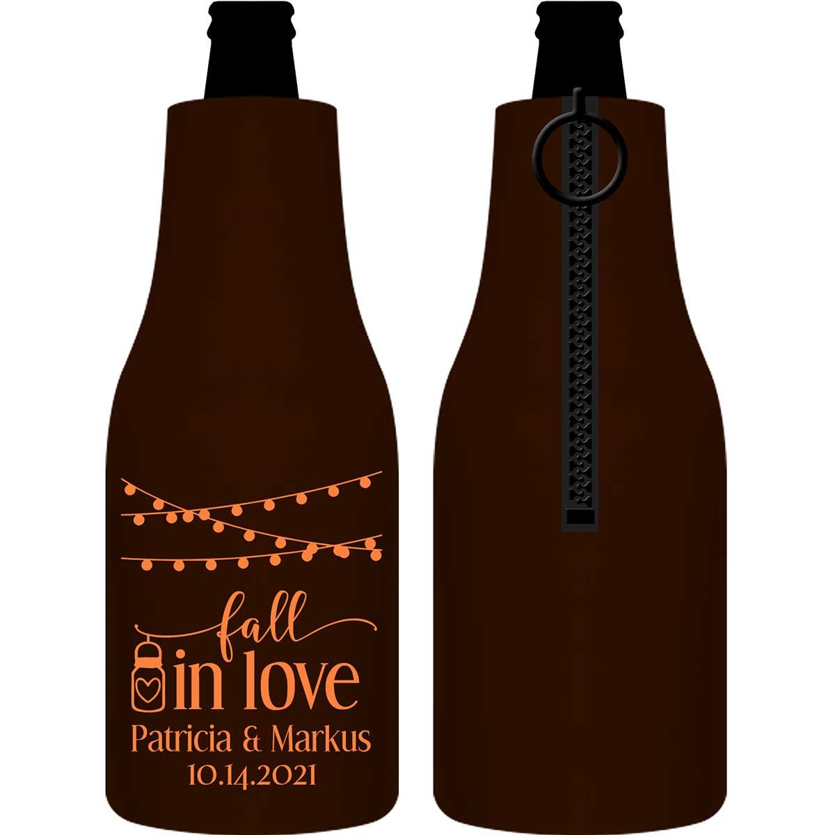 Fall In Love 7A Foldable Zippered Bottle Koozies Wedding Gifts for Guests