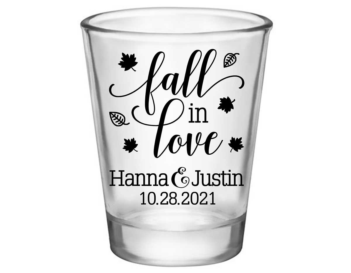 Fall In Love 9A Standard 1.75oz Clear Shot Glasses Autumn Wedding Gifts for Guests