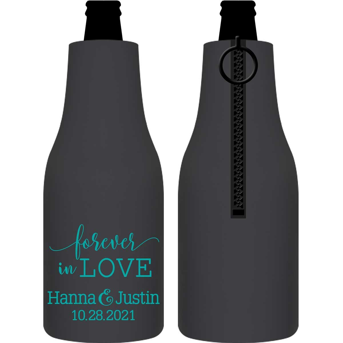 Forever In Love 1A Foldable Zippered Bottle Koozies Wedding Gifts for Guests