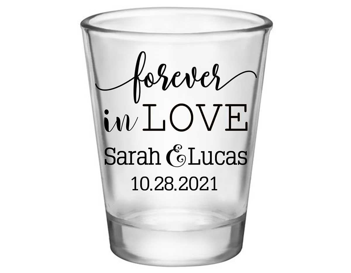 Forever In Love 1A Standard 1.75oz Clear Shot Glasses Romantic Wedding Gifts for Guests