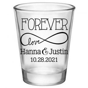 Forever Love 2A Standard 1.75oz Clear Shot Glasses Romantic Wedding Gifts for Guests