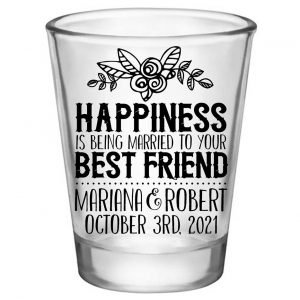 Happiness Best Friend 1A Standard 1.75oz Clear Shot Glasses Cute Wedding Gifts for Guests