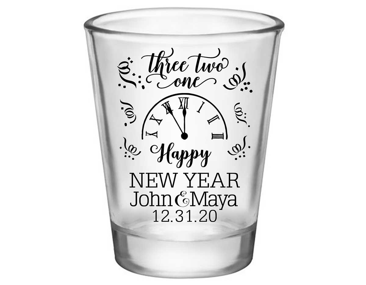 Happy New Year 2A Standard 1.75oz Clear Shot Glasses New Years Eve Wedding Gifts for Guests