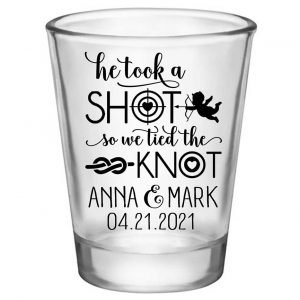 He Took A Shot We Tied The Knot 1A Standard 1.75oz Clear Shot Glasses Love Cupid Cute Wedding Gifts for Guests