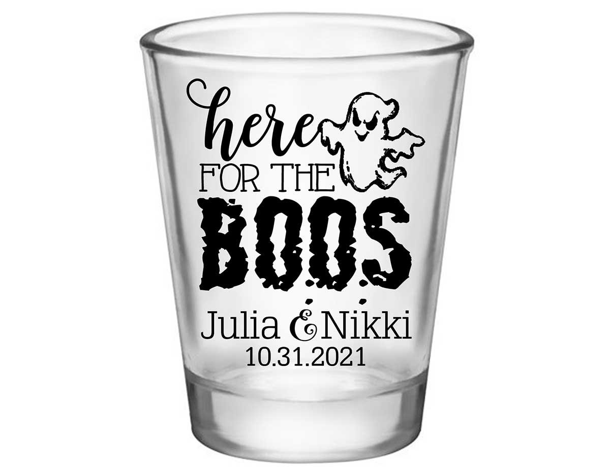 Here For The Boos 1A Standard 1.75oz Clear Shot Glasses Halloween Wedding Gifts for Guests
