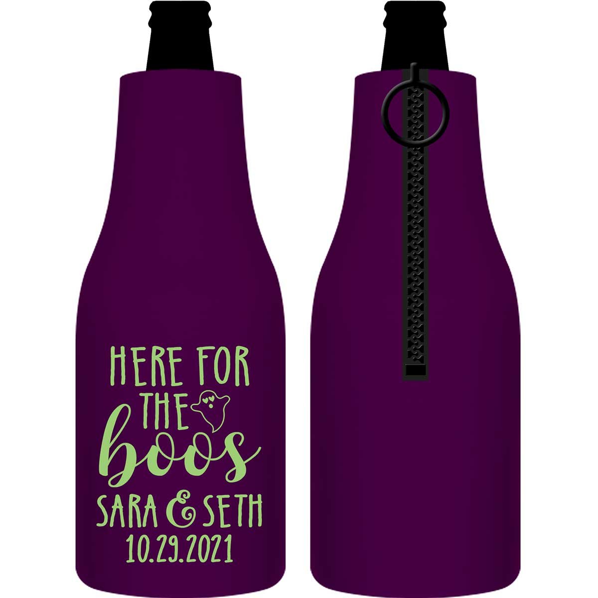 Here For The Boos 2A Foldable Zippered Bottle Koozies Wedding Gifts for Guests