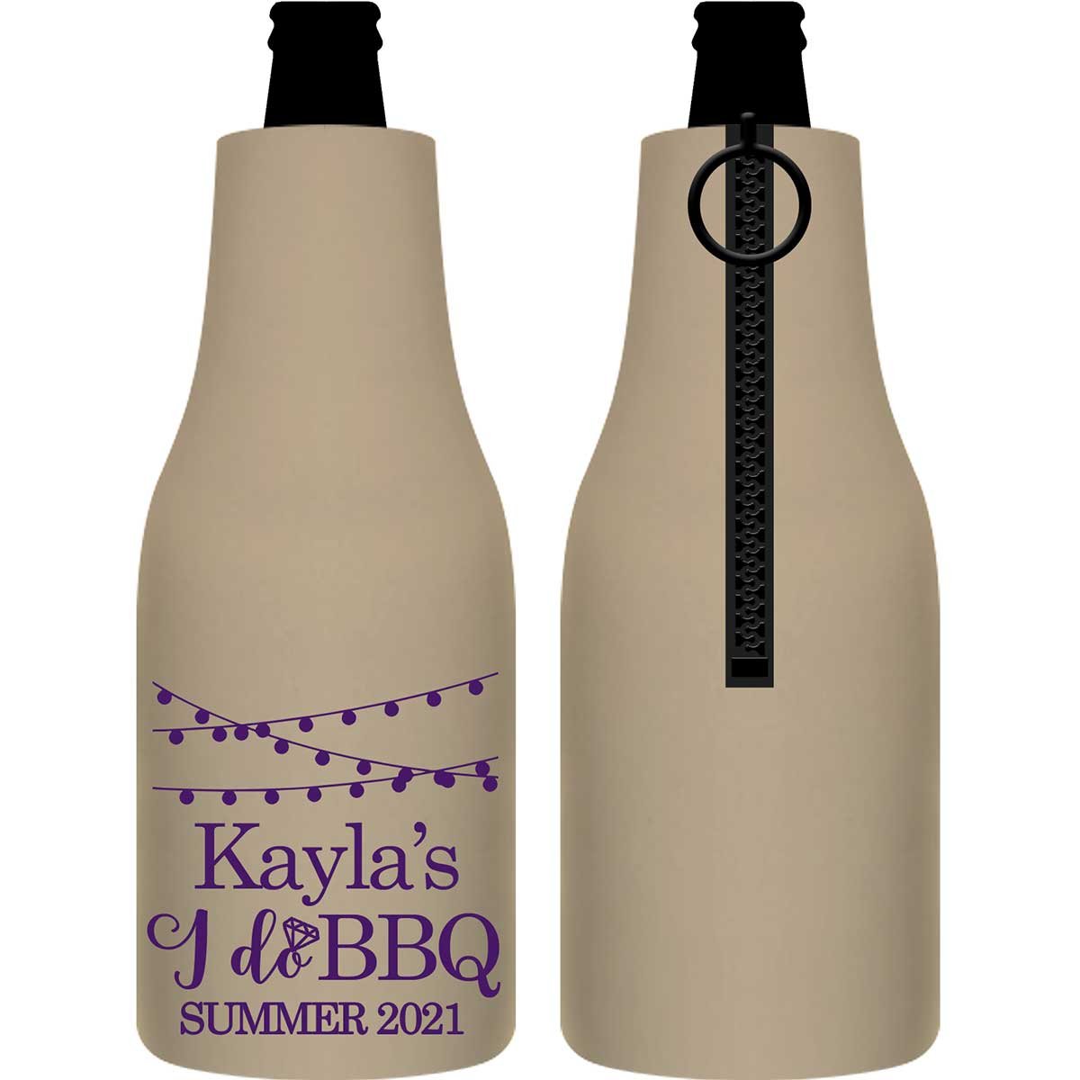 I Do BBQ 1A Foldable Zippered Bottle Koozies Engagement Party Gifts for Guests