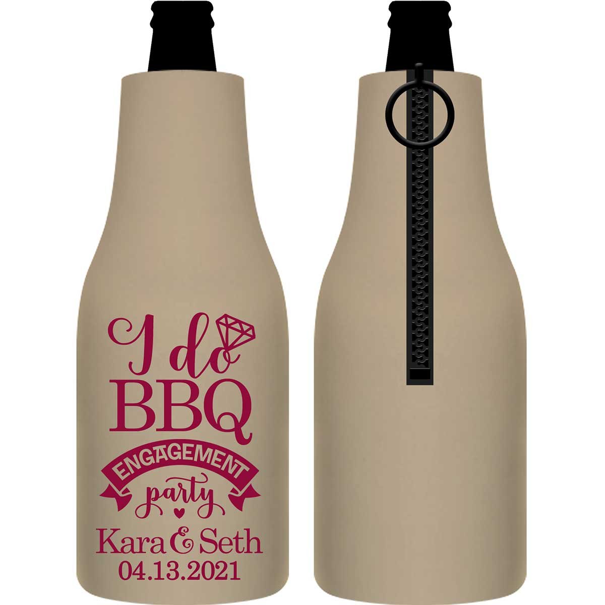 I Do BBQ 2A Foldable Zippered Bottle Koozies Engagement Party Gifts for Guests