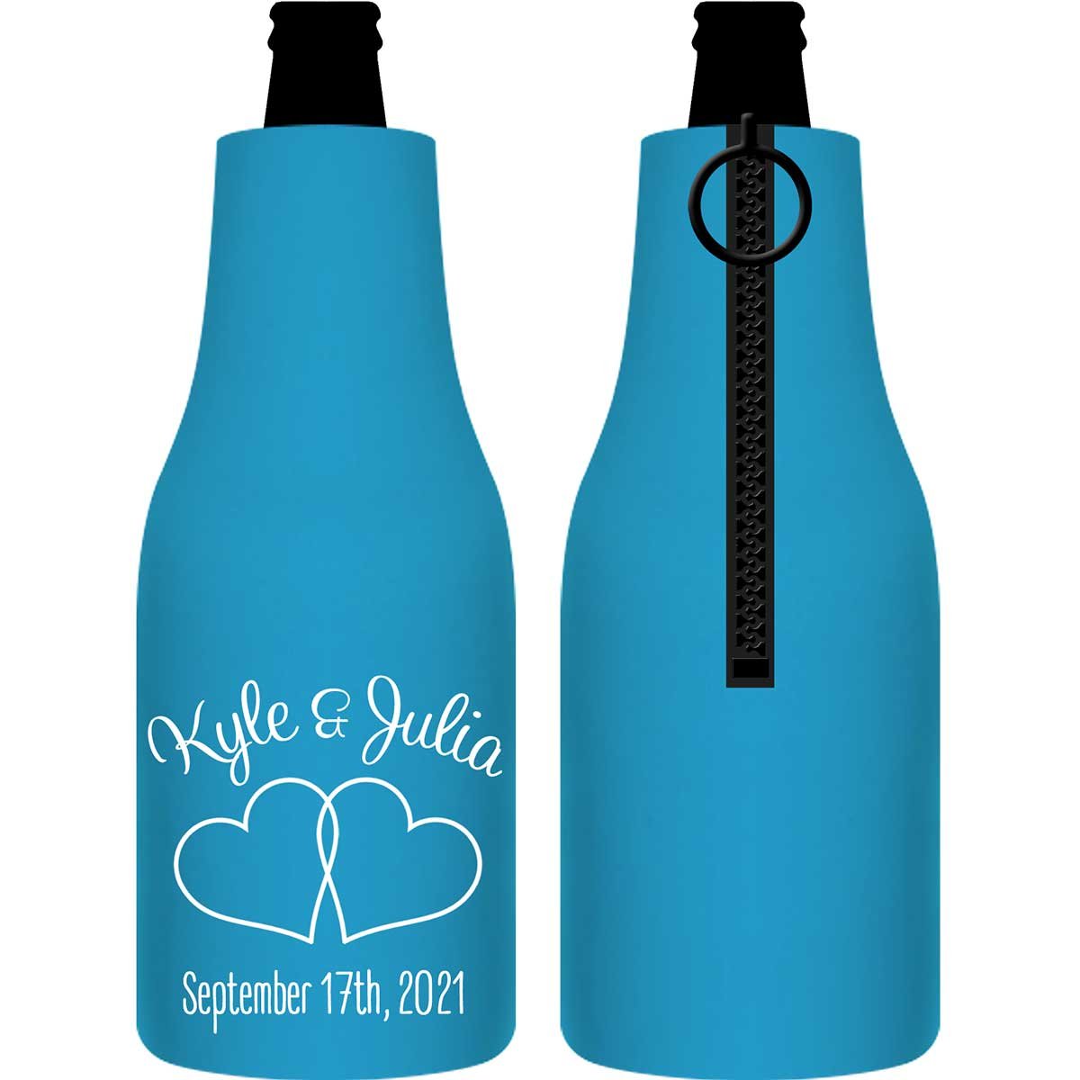Intertwined Hearts 5A Foldable Zippered Bottle Koozies Wedding Gifts for Guests