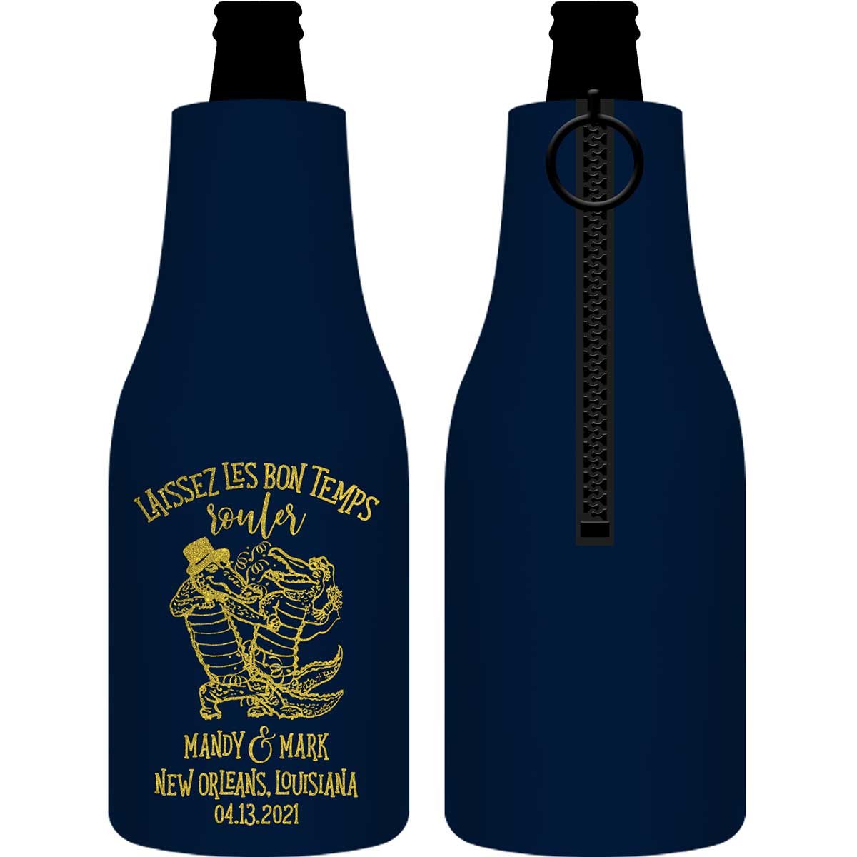 Laissez Les Bon Temps Rouler 1A Foldable Zippered Bottle Koozies Wedding Gifts for Guests