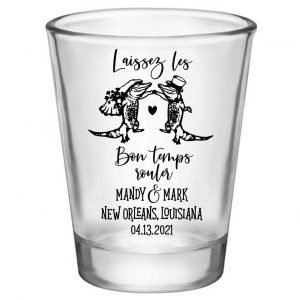 Laissez Les Bon Temps Rouler 1B Standard 1.75oz Clear Shot Glasses New Orleans Wedding Gifts for Guests