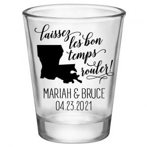 Laissez Les Bon Temps Rouler 2A Standard 1.75oz Clear Shot Glasses New Orleans Wedding Gifts for Guests