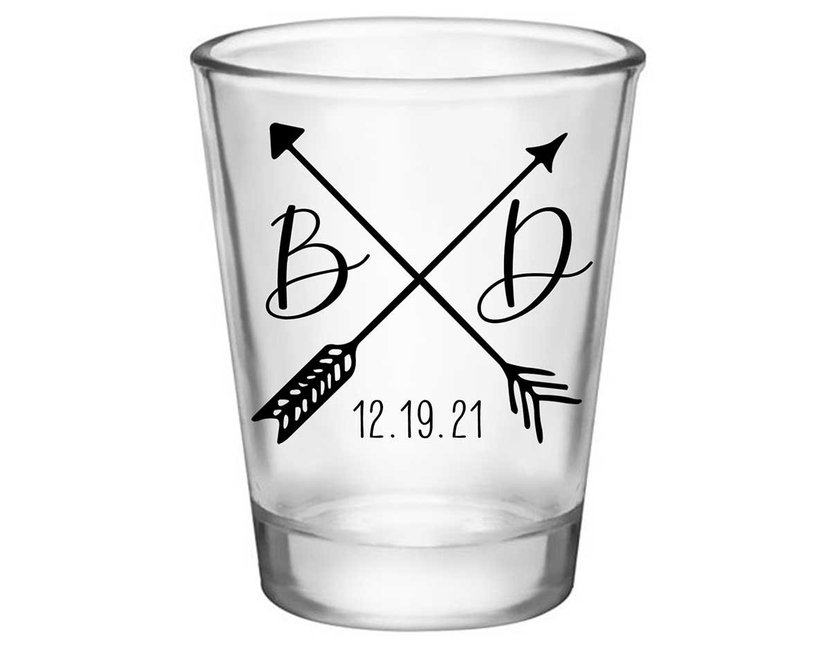 Love Arrows 2A Classic Standard 1.75oz Clear Shot Glasses Boho Wedding Gifts for Guests