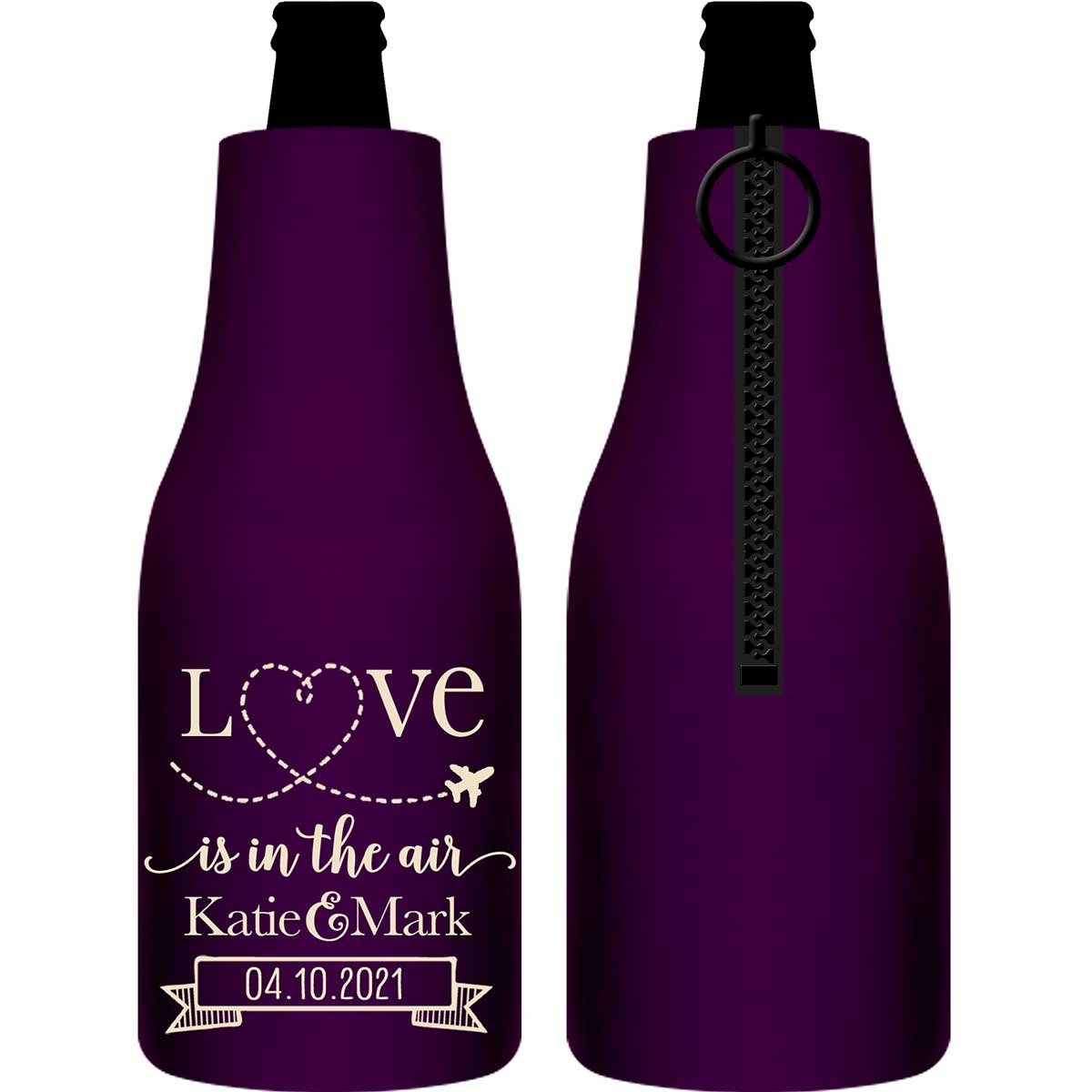 Love Is In The Air 1A Foldable Zippered Bottle Koozies Wedding Gifts for Guests