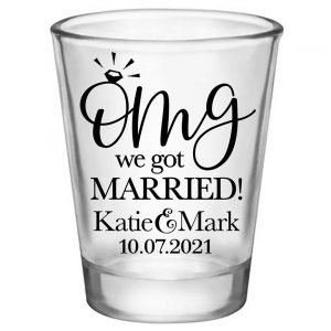 OMG We Got Married 1A Standard 1.75oz Clear Shot Glasses Cute Wedding Gifts for Guests