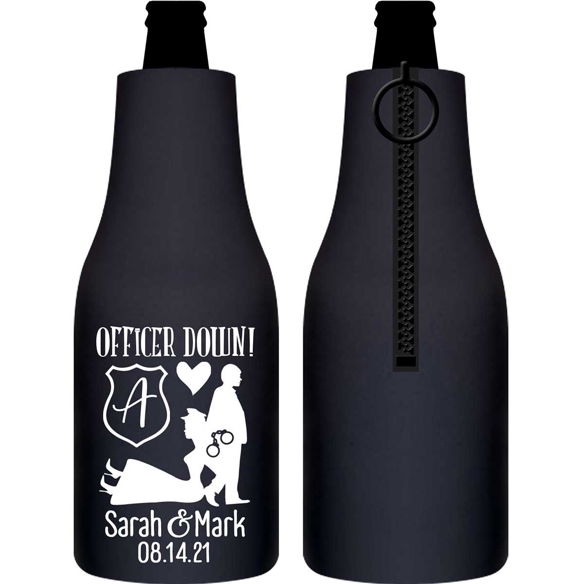 Officer Down 1B Policewoman Wedding Foldable Zippered Bottle Koozies Wedding Gifts for Guests