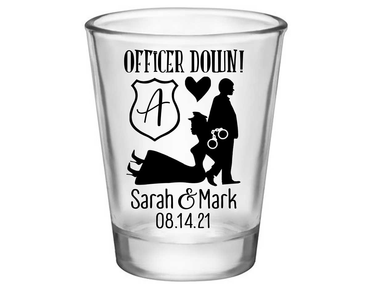 Officer Down 1B Policewoman Wedding Standard 1.75oz Clear Shot Glasses Cop Wedding Gifts for Guests