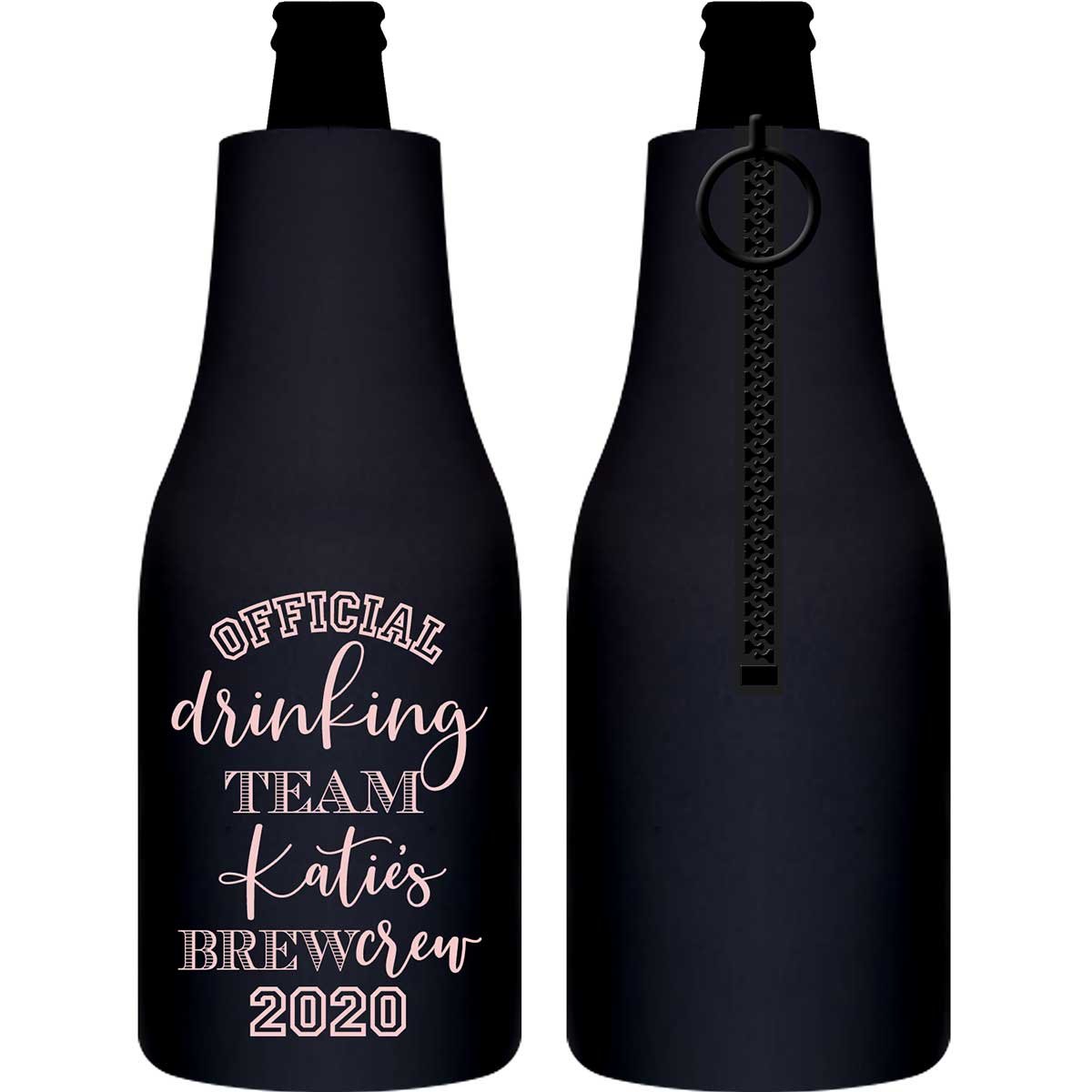Official Drinking Team 1A Bachelorette Brew Crew Foldable Zippered Bottle Koozies Bachelorette Party Gifts for Guests