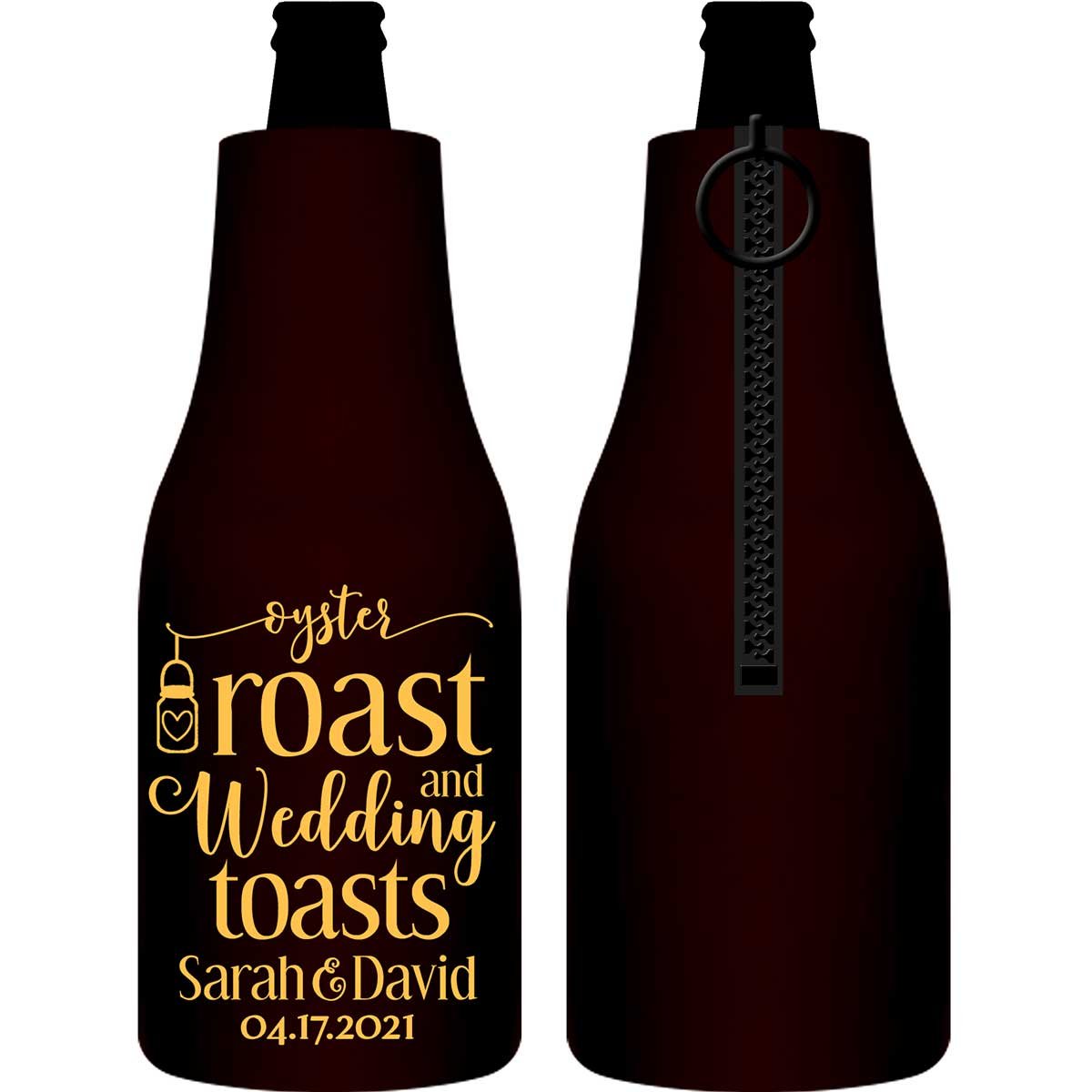 Oyster Roast & Wedding Toasts 1A Foldable Zippered Bottle Koozies Wedding Gifts for Guests