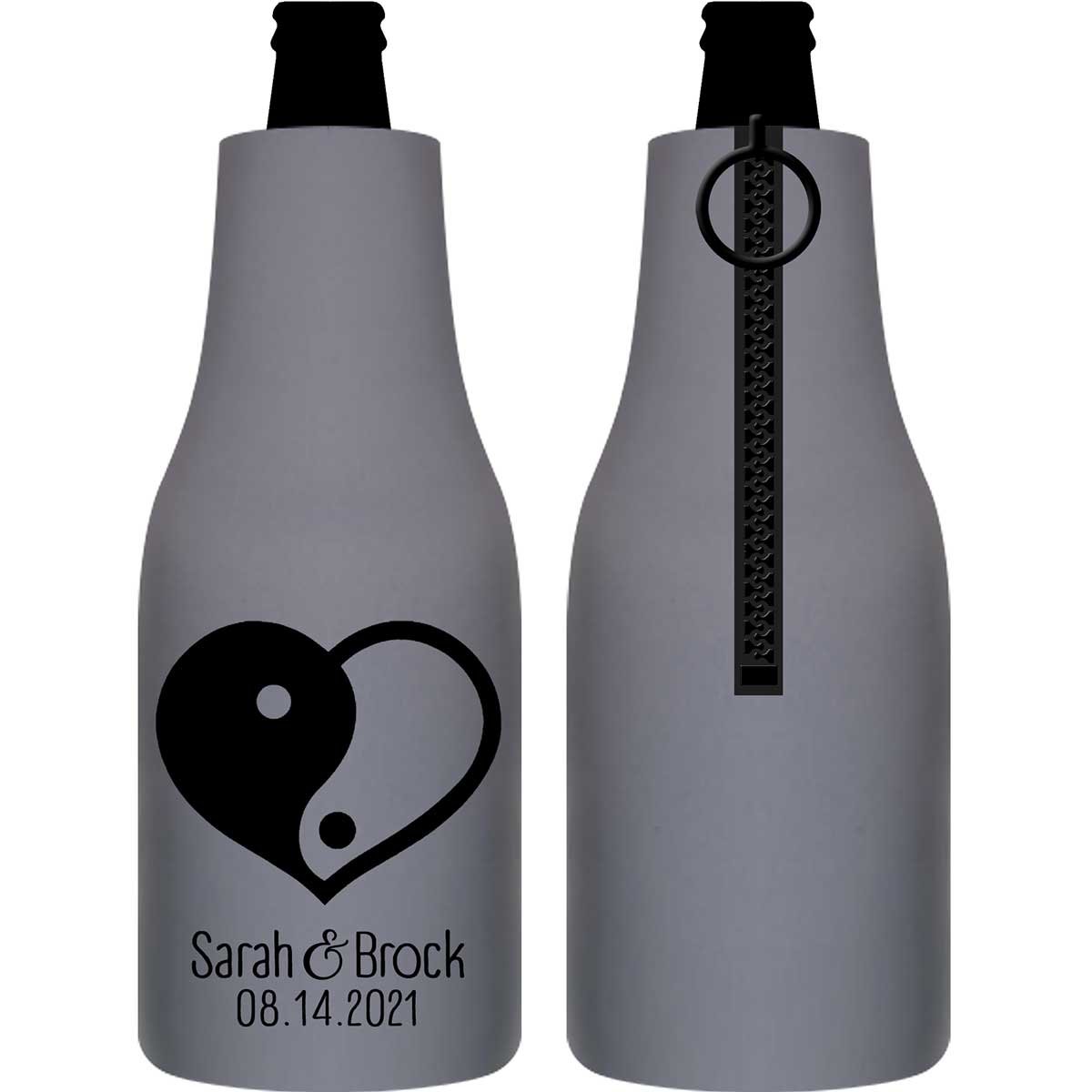 Perfect Half 1A Yin Yang Foldable Zippered Bottle Koozies Wedding Gifts for Guests