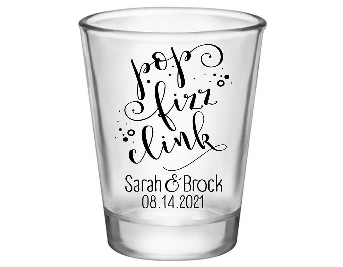 Pop Fizz Clink 1A Standard 1.75oz Clear Shot Glasses New Years Eve Wedding Gifts for Guests