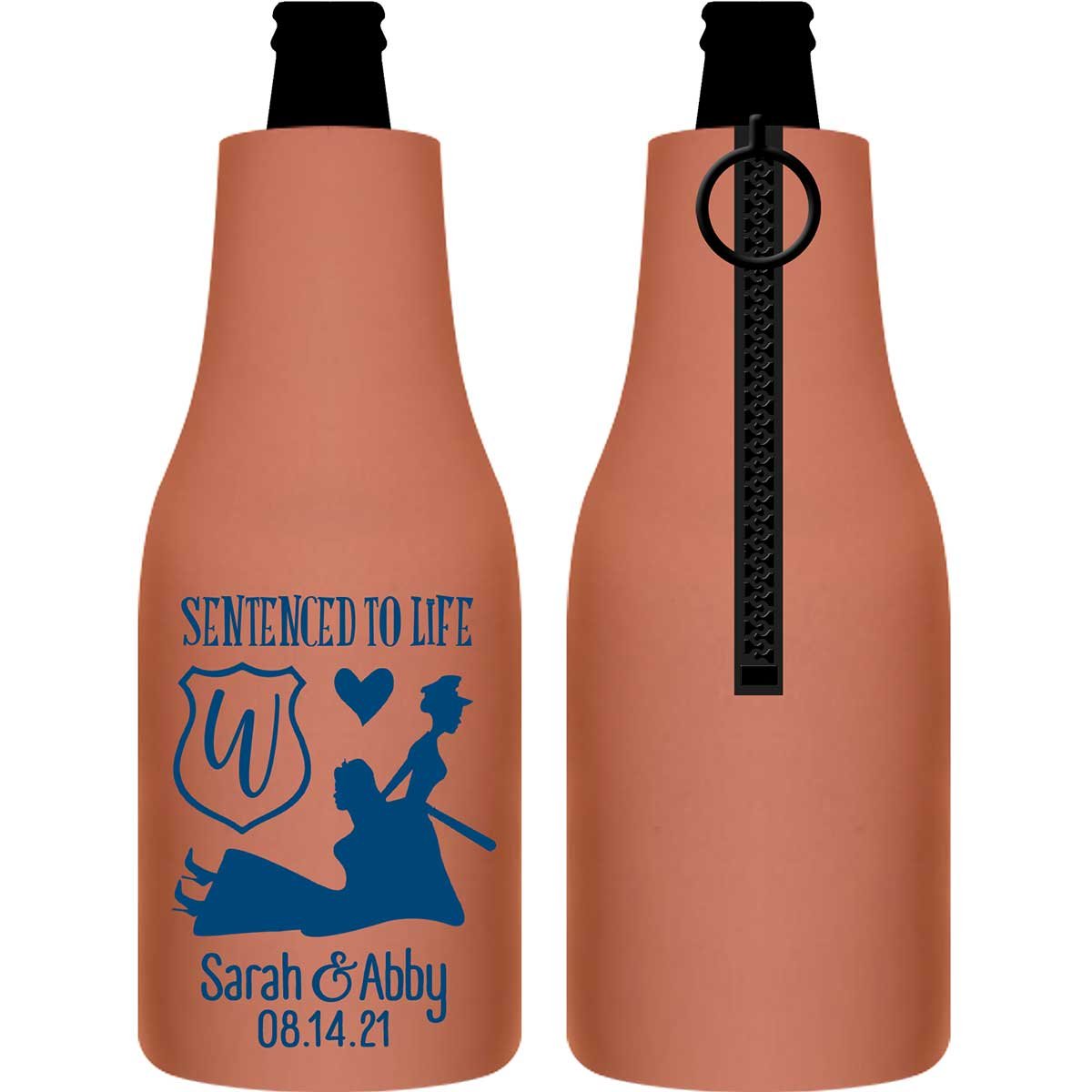 Sentenced To Life 2A Lesbian Policewoman Wedding Foldable Zippered Bottle Koozies Wedding Gifts for Guests