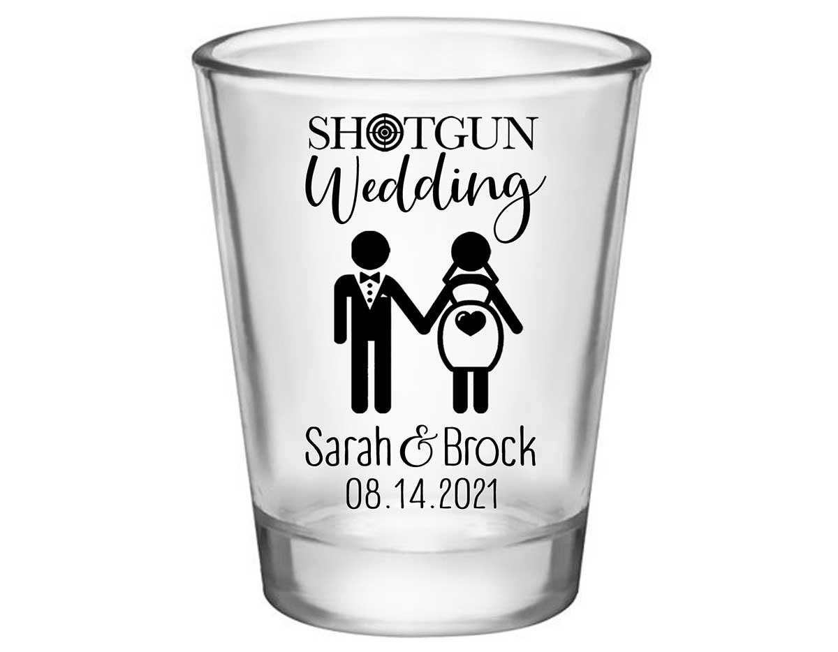 Shotgun Wedding 1A Standard 1.75oz Clear Shot Glasses Pregnant Bride Wedding Gifts for Guests