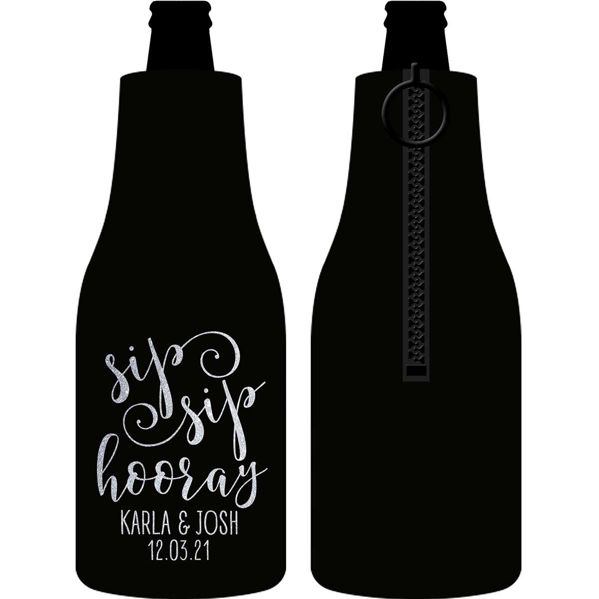 Sip Sip Hooray 1A Foldable Zippered Bottle Koozies Wedding Gifts for Guests