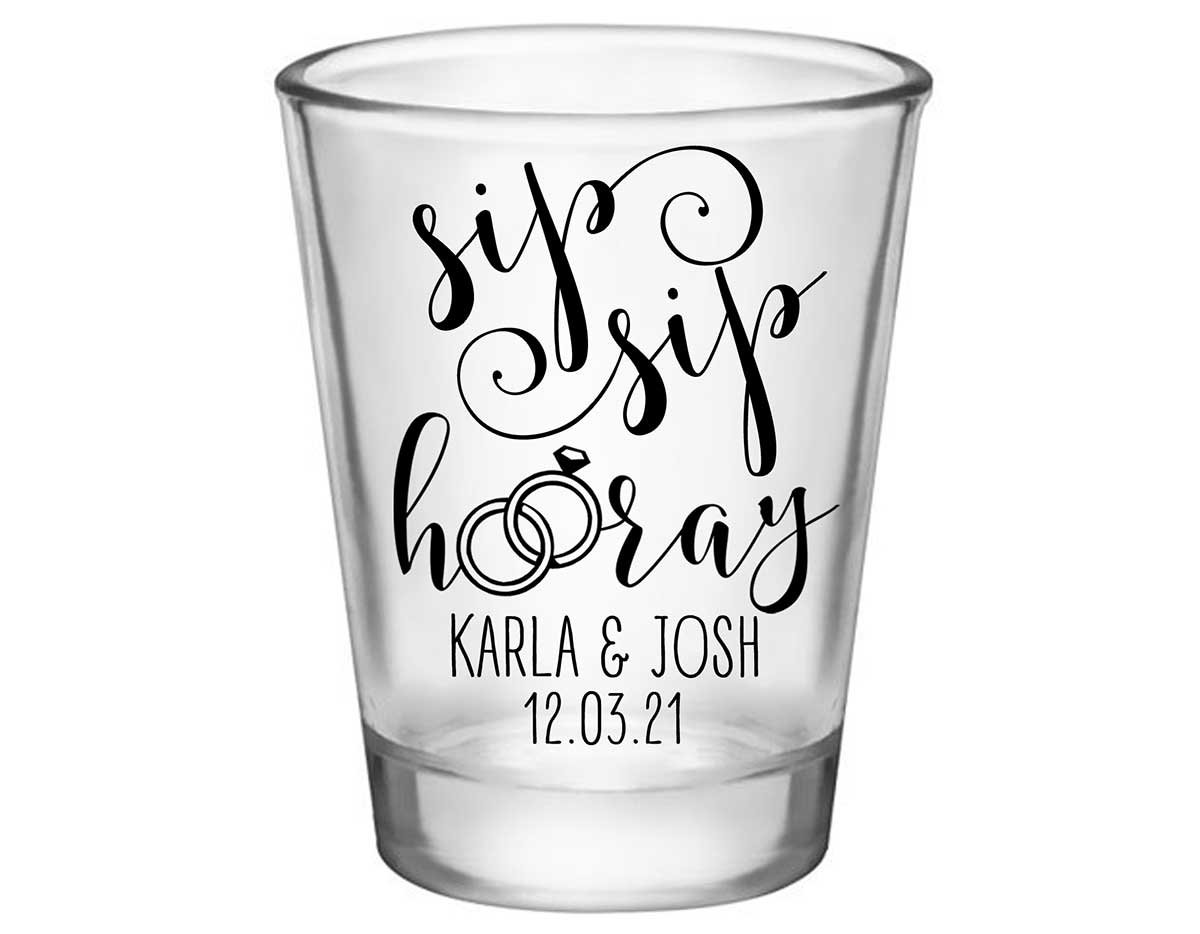 Sip Sip Hooray 1B Standard 1.75oz Clear Shot Glasses Personalized Wedding Gifts for Guests