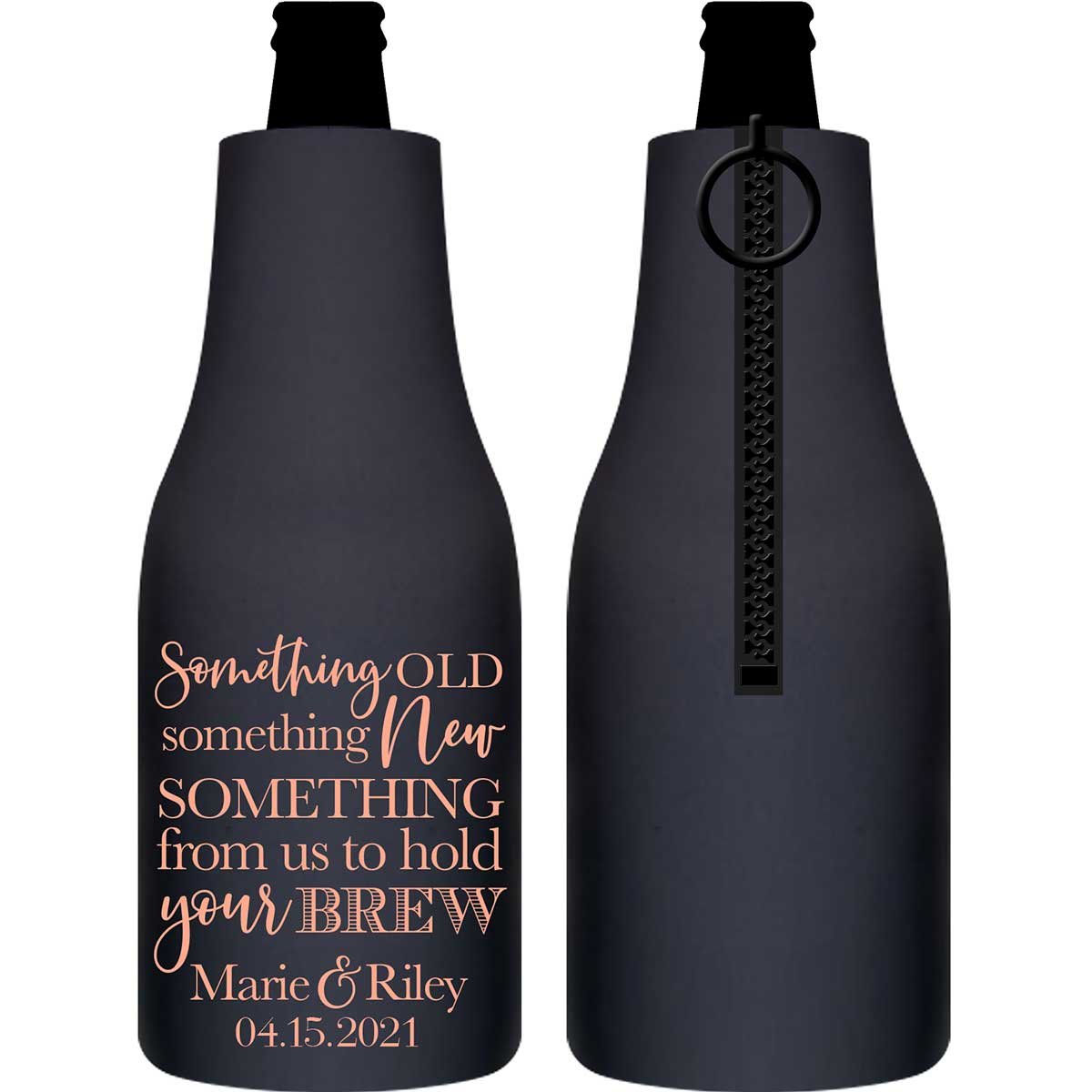 Something Old Something New 1A Foldable Zippered Bottle Koozies Wedding Gifts for Guests