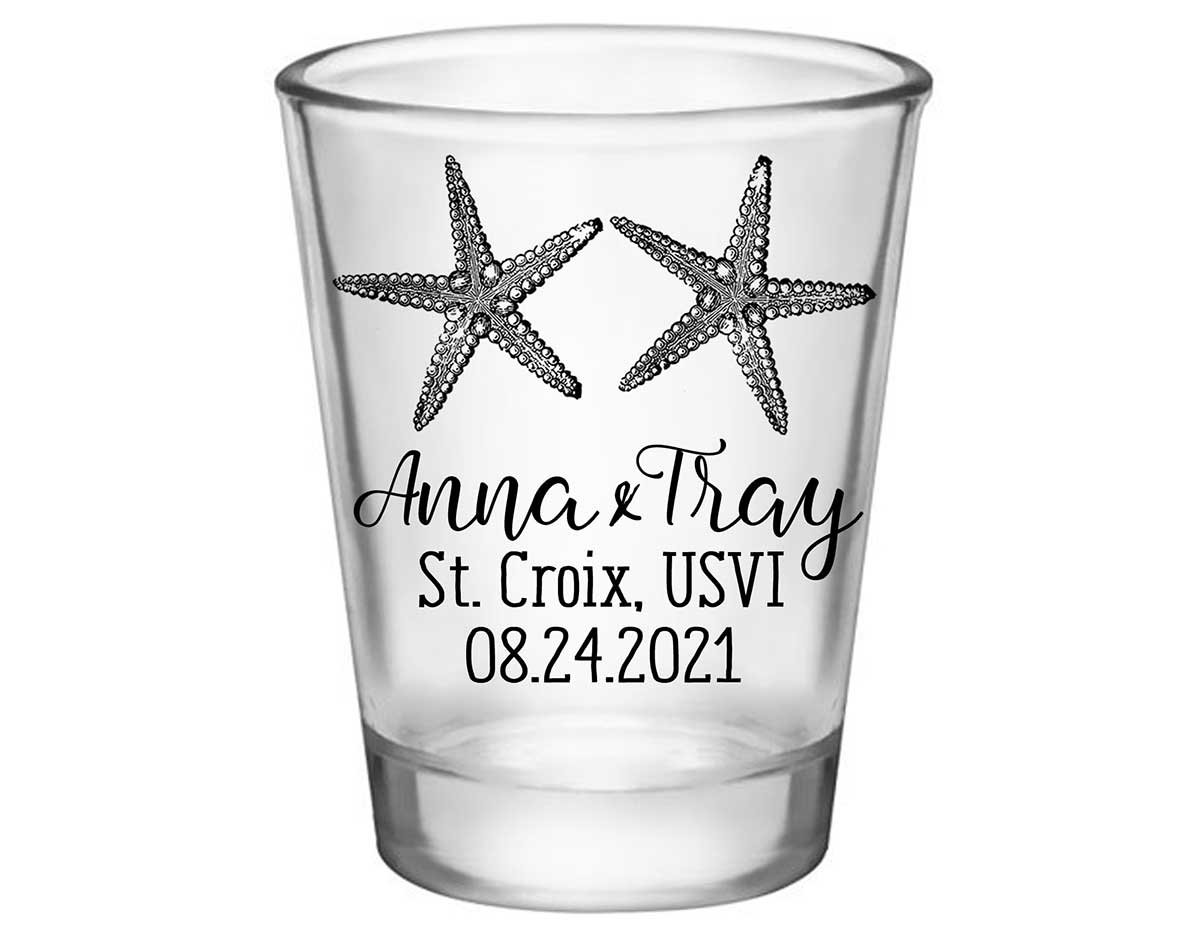 Starfish 1A Standard 1.75oz Clear Shot Glasses Beach Wedding Gifts for Guests