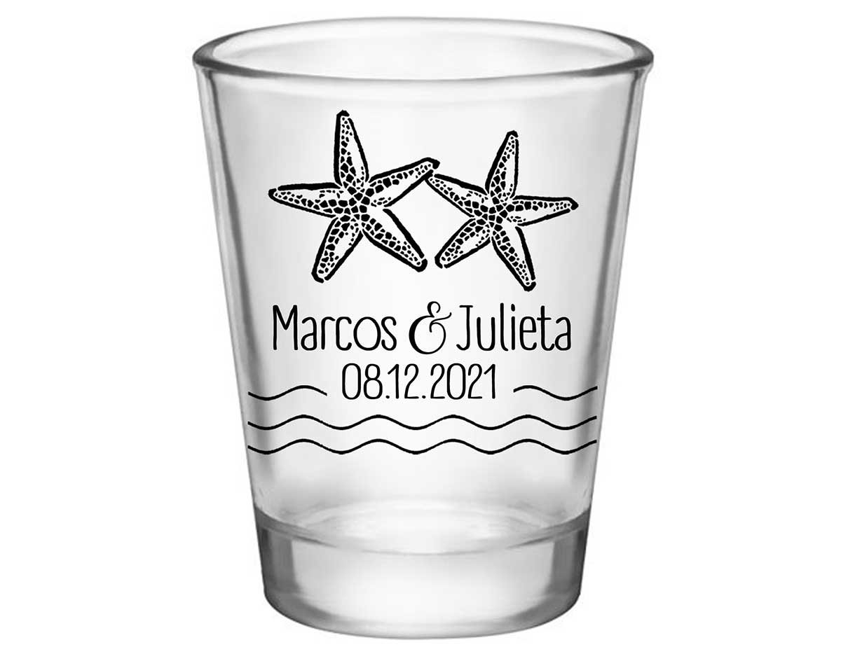 Starfish 2A Standard 1.75oz Clear Shot Glasses Beach Wedding Gifts for Guests
