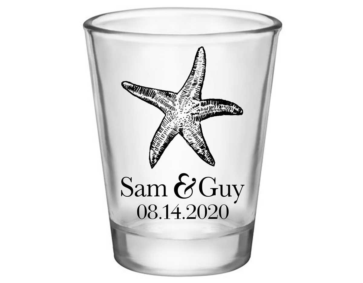 Starfish 4A Standard 1.75oz Clear Shot Glasses Beach Wedding Gifts for Guests