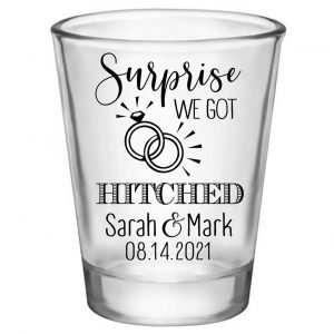 Surprise We Got Hitched 1A Standard 1.75oz Clear Shot Glasses Surprise Wedding Gifts for Guests